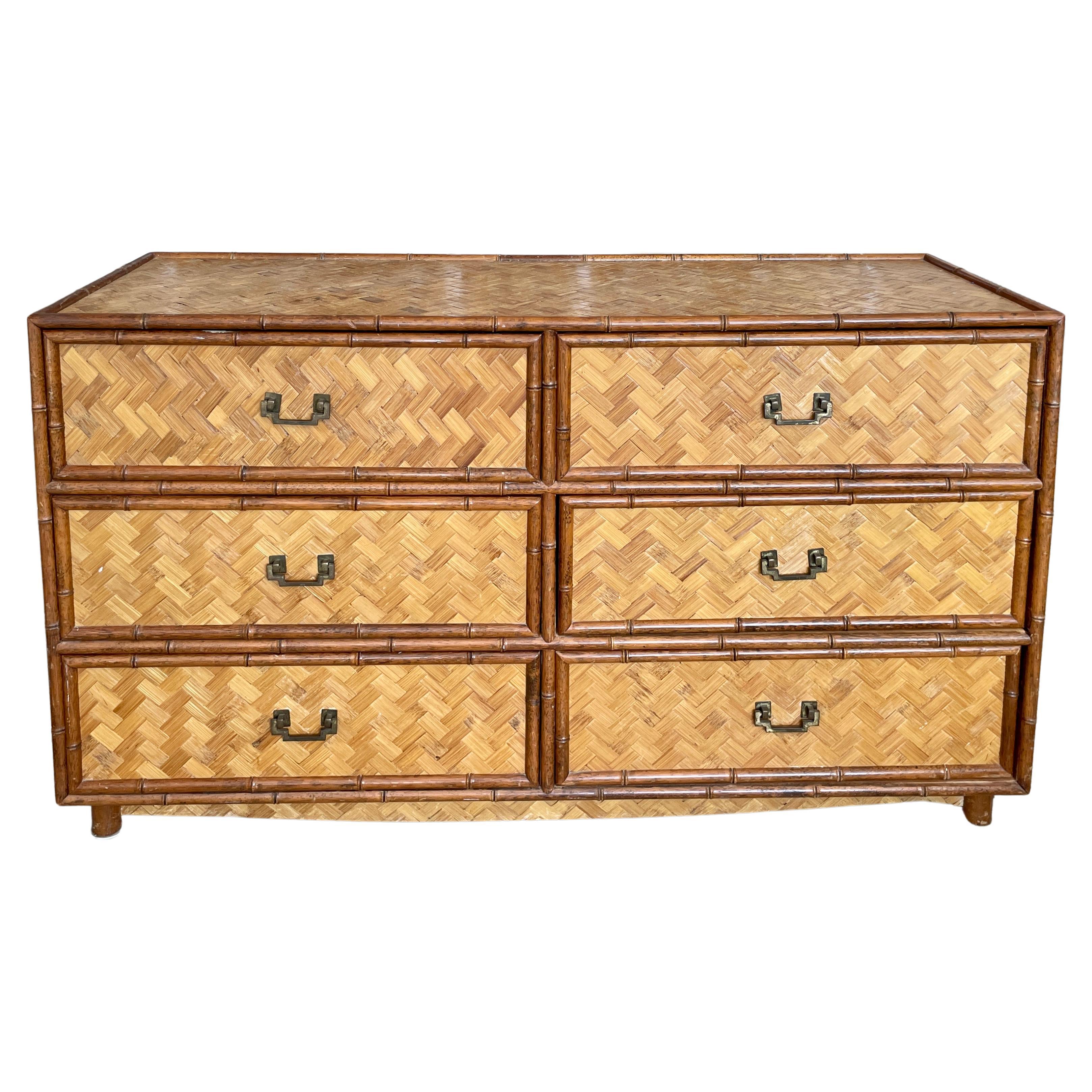Bamboo and Woven Rattan Double Dresser at 1stDibs
