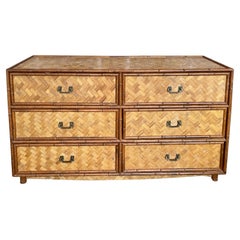 Patterned Rattan and Bamboo Double Dresser