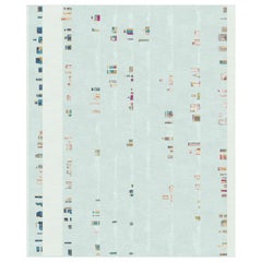 Patterned Rug Blue Sustainable Italian Abstract, Camarillo Bleu Ivoire, in Stock