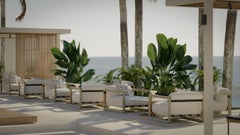 Outdoor Pillow with Beige Dedar Milano Fabric Pattern