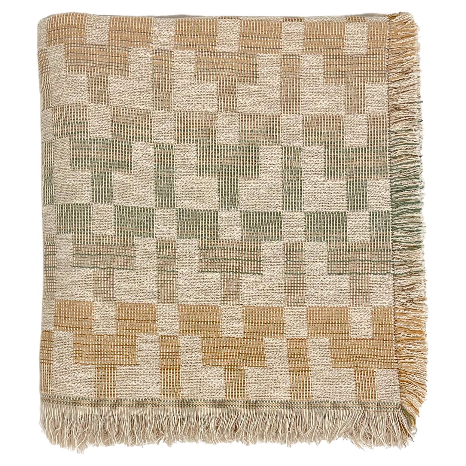 Patterned Woven Cotton Throw Blanket by Folk Textiles (Esme / Fade) For Sale