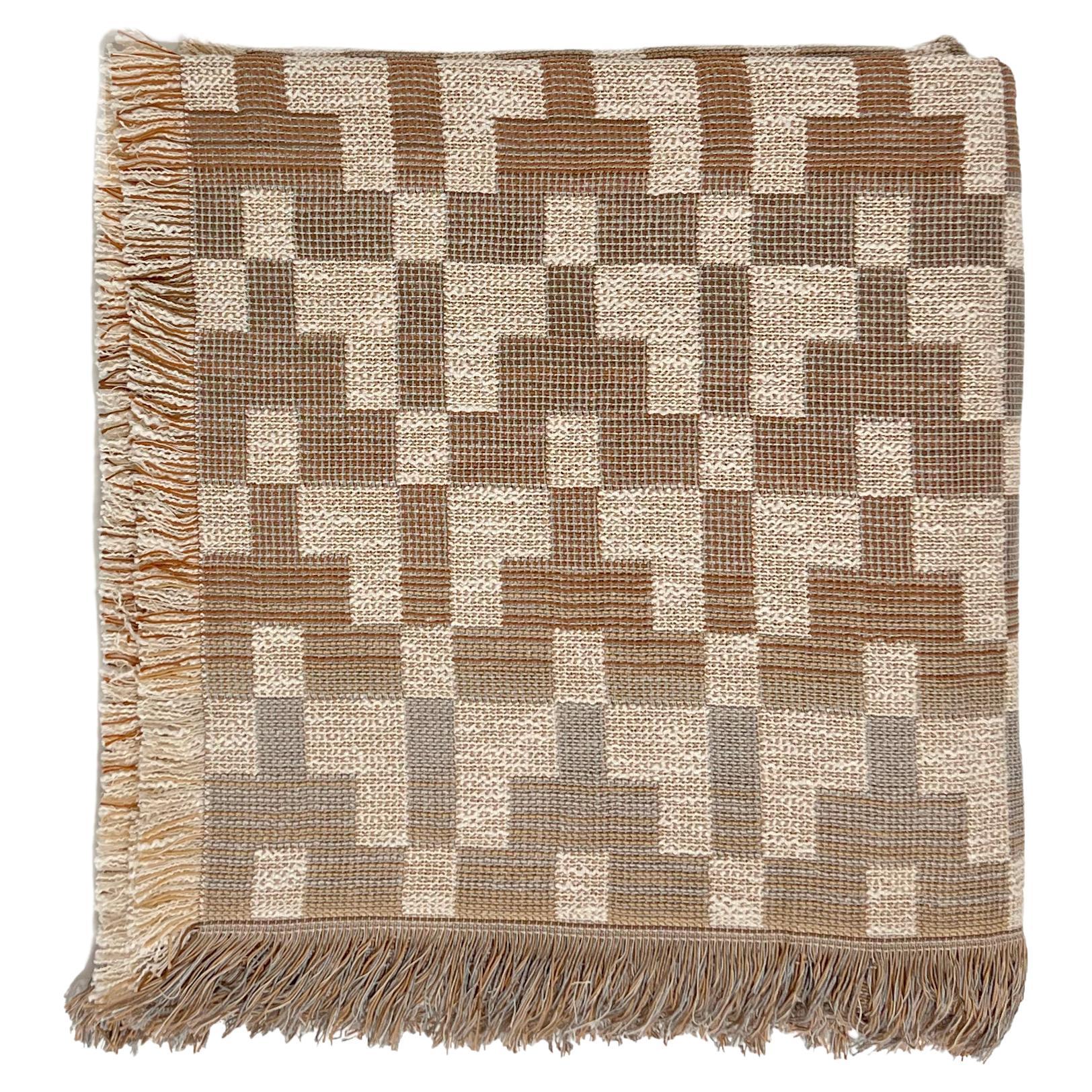 Patterned Woven Cotton Throw Blanket by Folk Textiles (Esme / Rust)