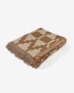 Patterned Woven Cotton Throw Blanket by Folk Textiles (Willa / Mud)