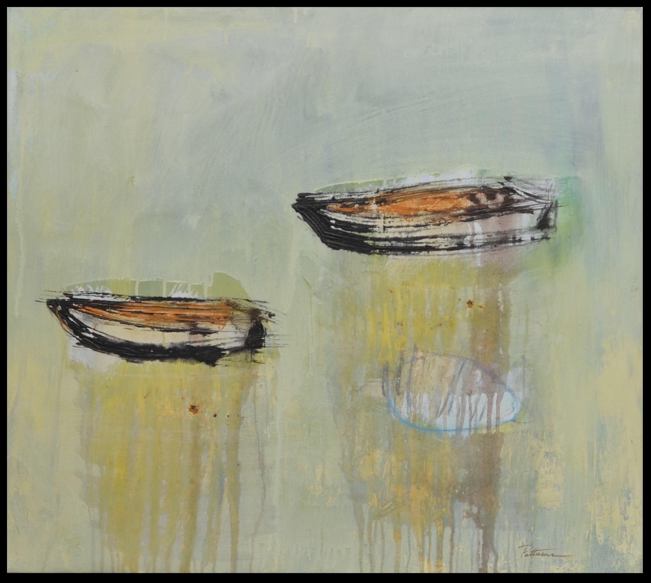 Patterson  13 Boote  Grün  Goldenes Acrylgemälde