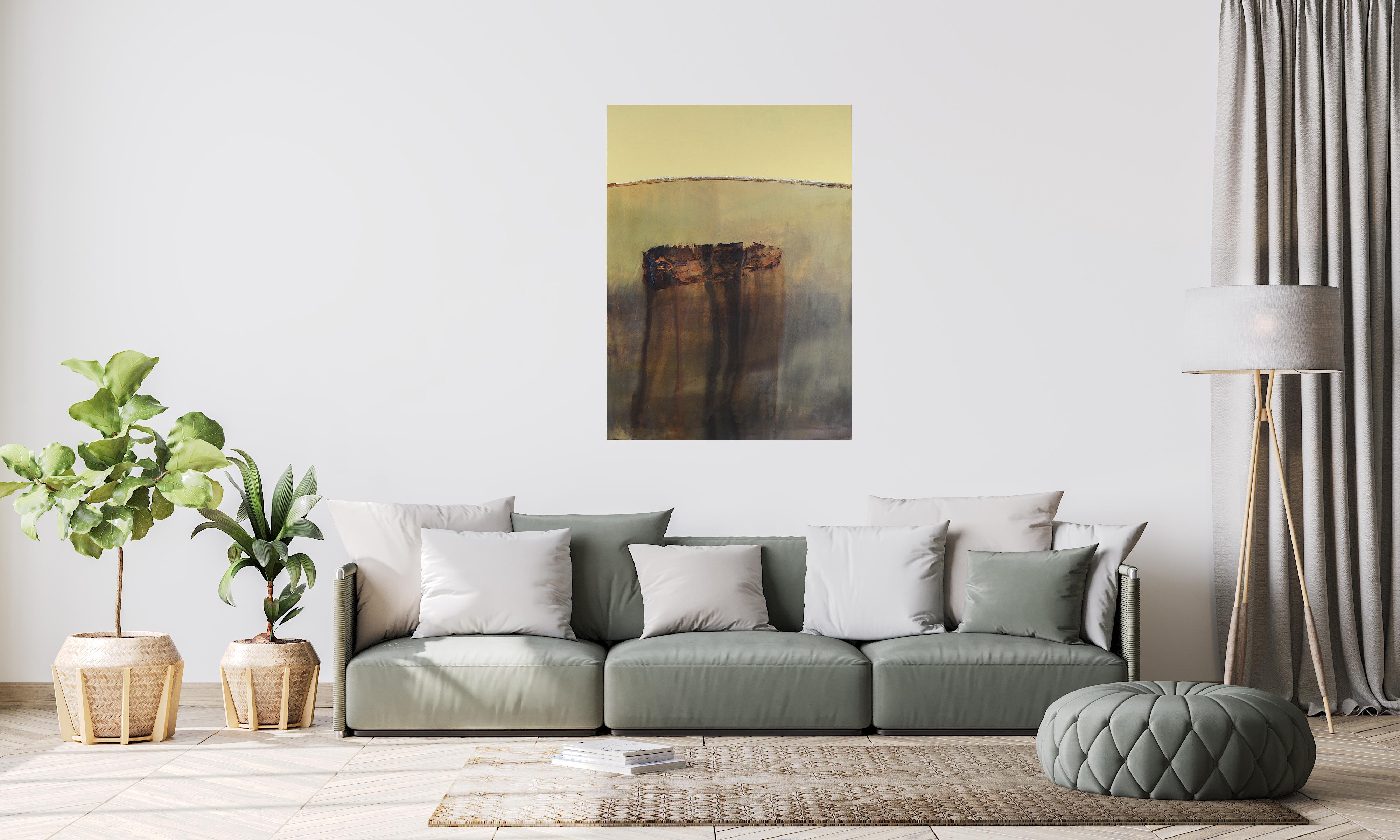 Patterson   Boot  Ocker Vertikales Gelb  Abstraktes Acrylgemälde im Angebot 2