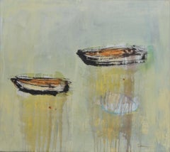 Patterson Boats Green Golden acrylic painting