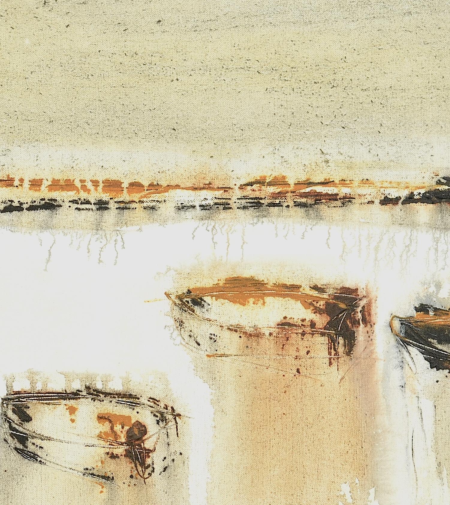 Patterson  Boote im Meer. Acryl-Leinwandgemälde – Painting von PATTERSON, Yendris