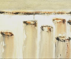 Patterson boats in the sea. acrylic canvas painting