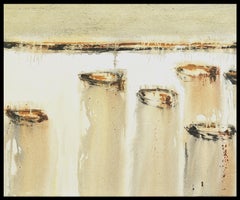 Patterson  boats in the sea. acrylic canvas painting
