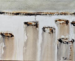 Patterson  bateaux en mer. peinture sur toile acrylique