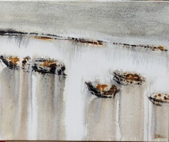 Patterson Boats on the Shore, Neo-Expressionist Acrylic Painting