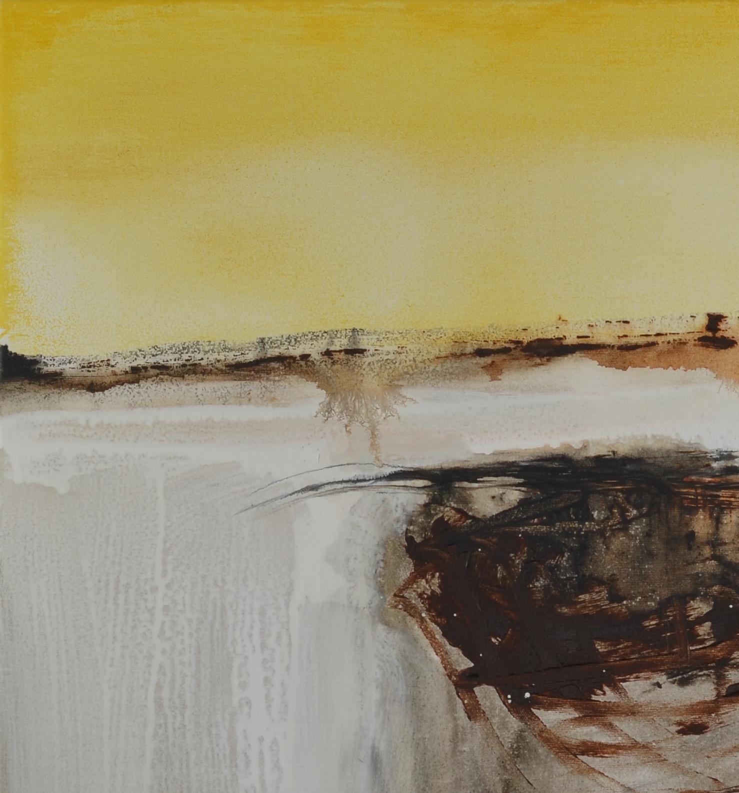 Patterson. Carré Jaune. Marron. Navire. peinture acrylique - Néo-expressionnisme Painting par PATTERSON, Yendris