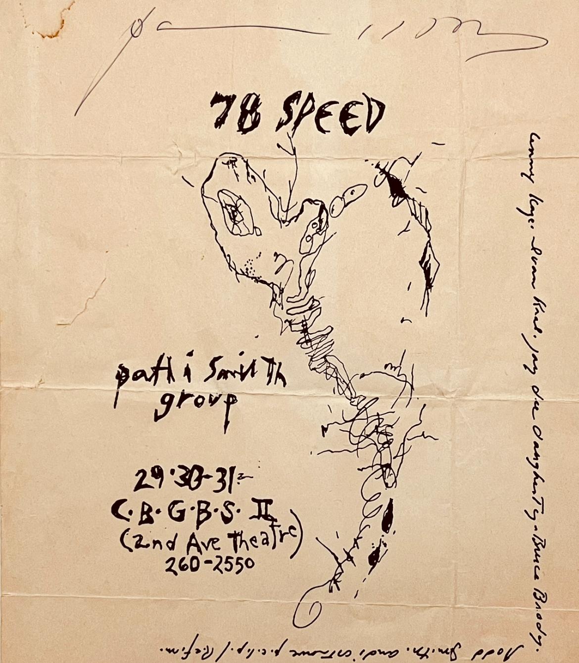 Signed Patti Smith CBGB punk flyer 1977 (Patti Smith group CBGB 1977) For Sale 2