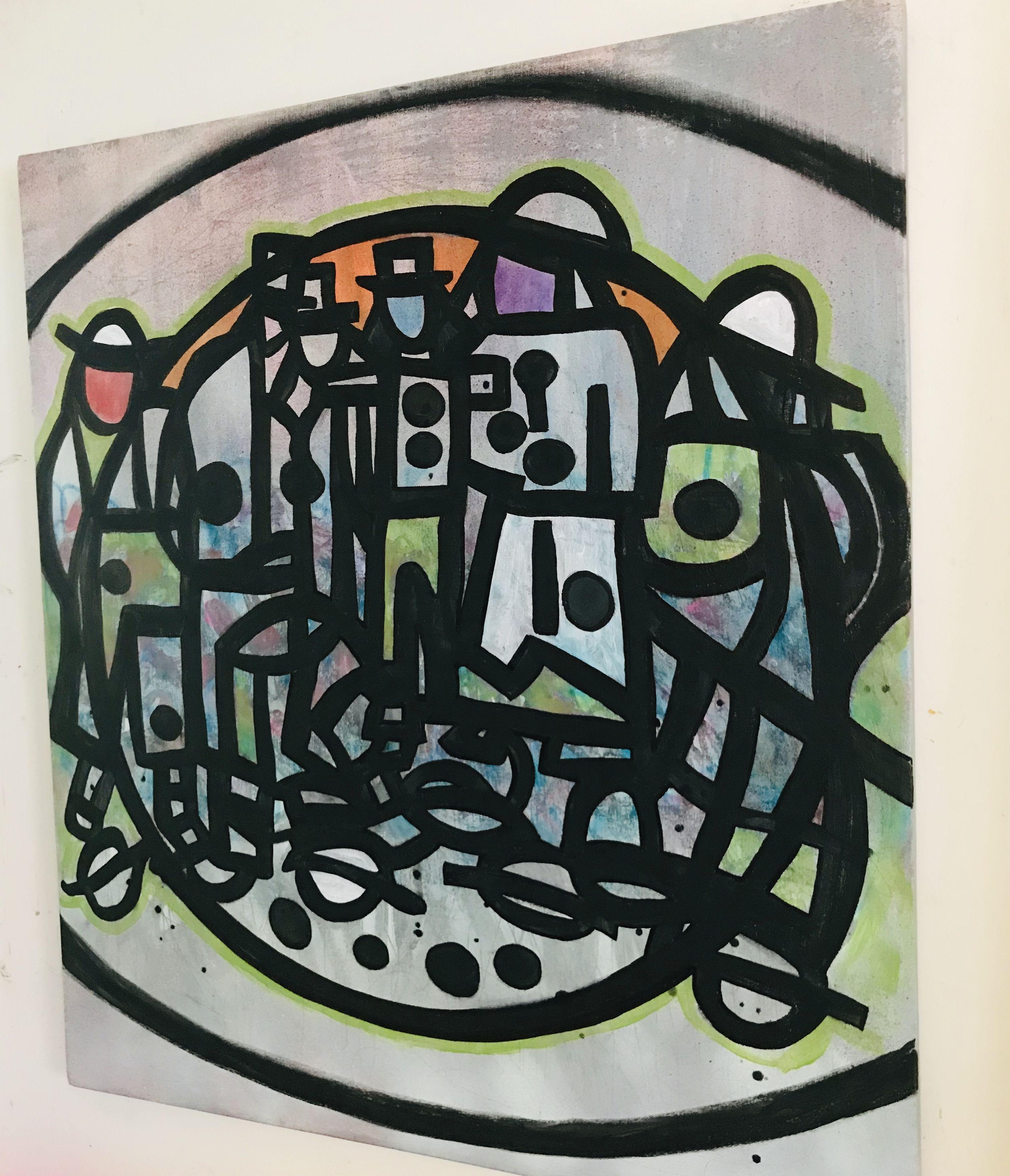 This is a mixed media painting: oil, acrylic, watercolour, organic material, marker and pencil. It ships in a tube and the edges are grey. It consists of several layers. :: Mixed Media :: Abstract :: This piece comes with an official certificate of