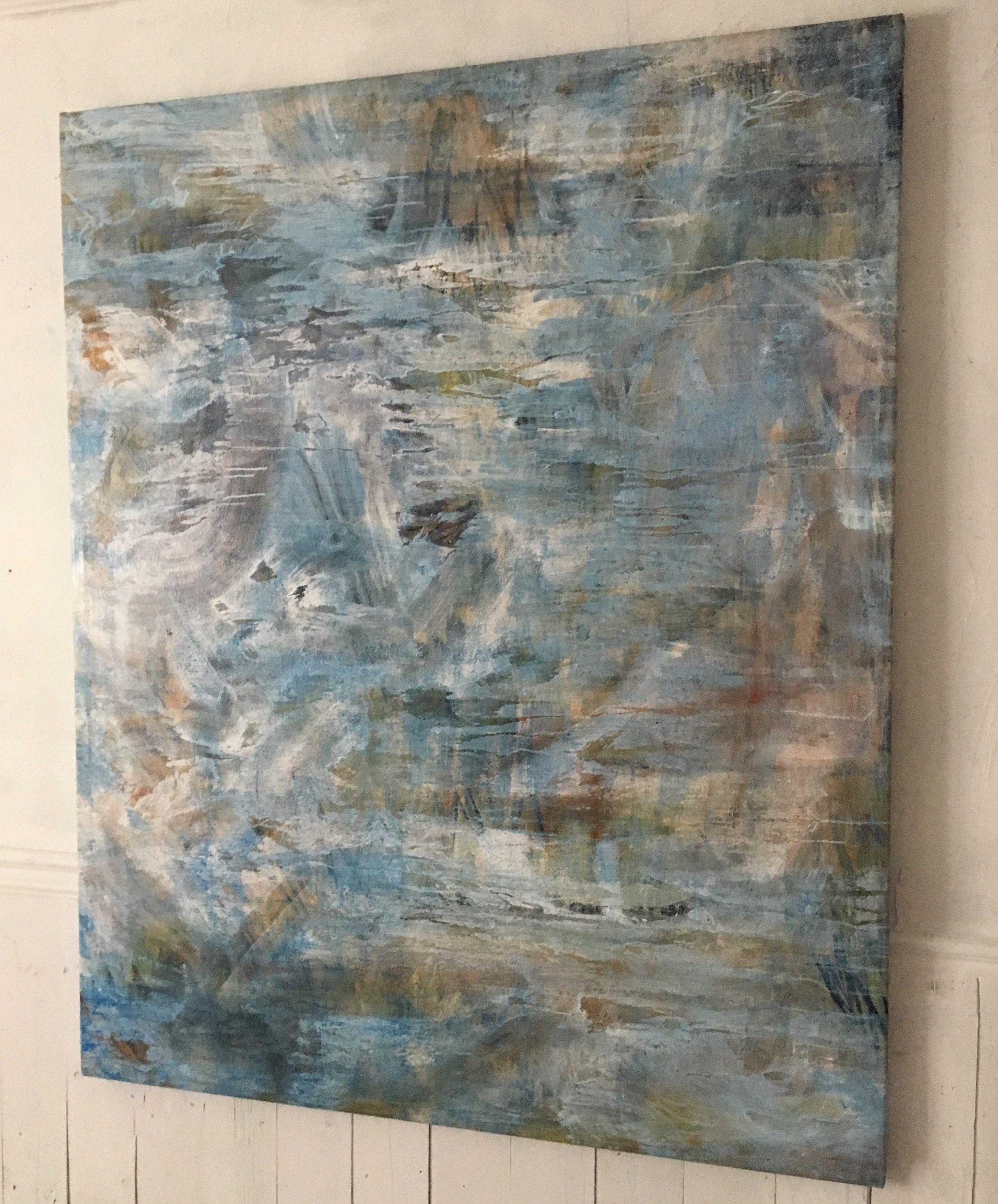More Than The World, Painting, Acrylic on Canvas - Gray Abstract Painting by Patty Beaton