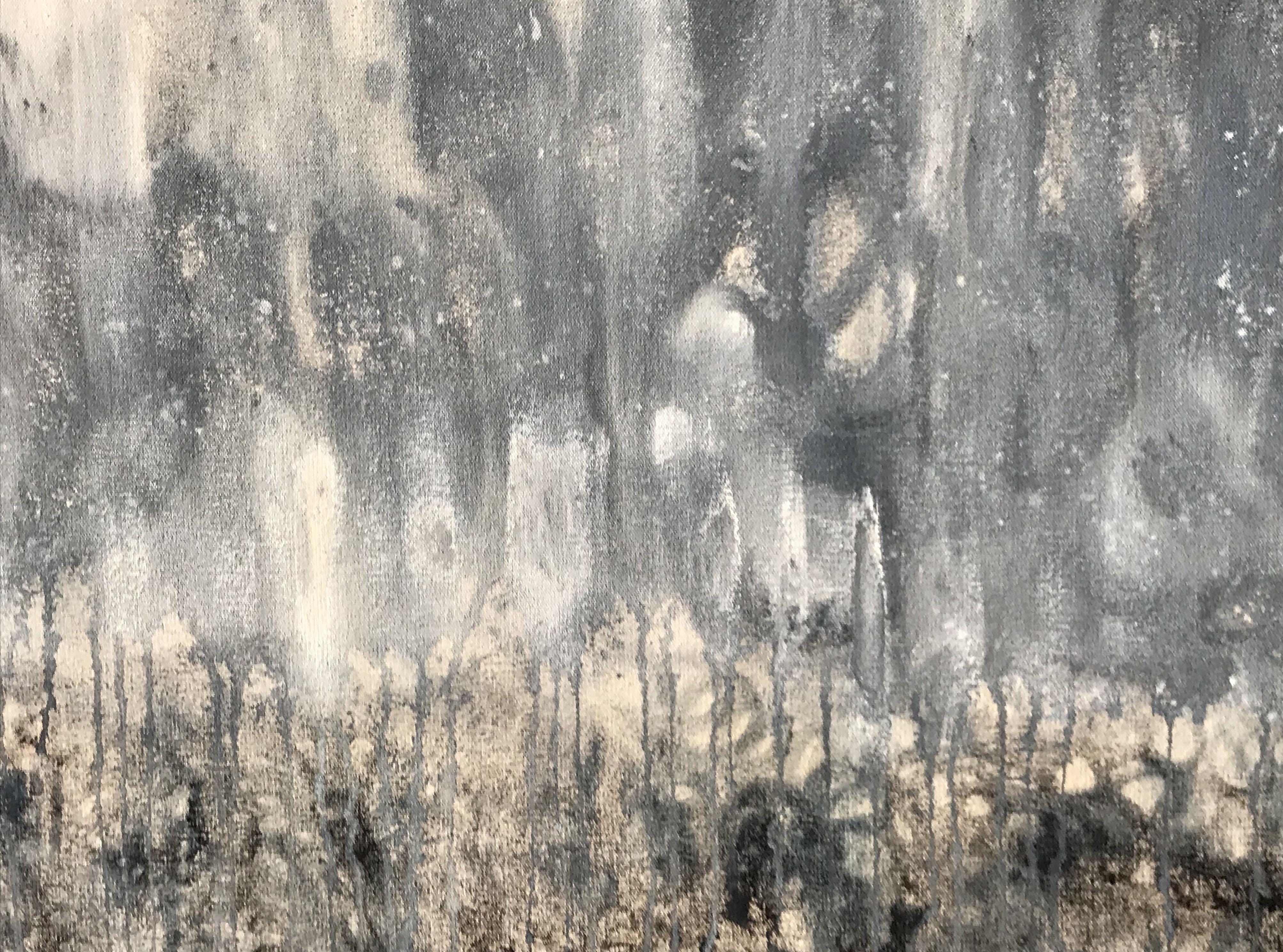 Voices, Painting, Acrylic on Canvas - Gray Abstract Painting by Patty Beaton
