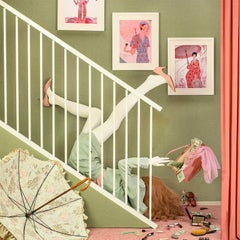 Staired Down - Limited Edition Color Photograph, Woman Artist, Interior, Pastel