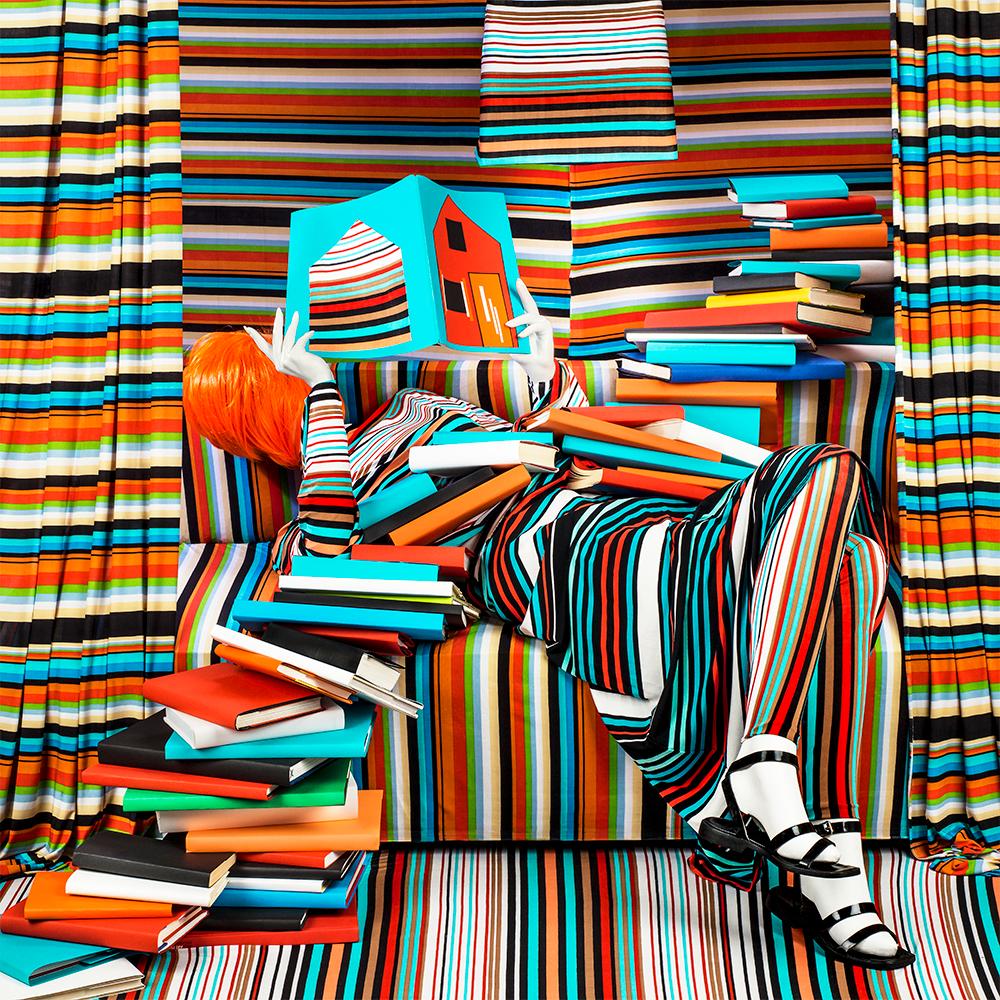 Patty Carroll Color Photograph - Striped Books