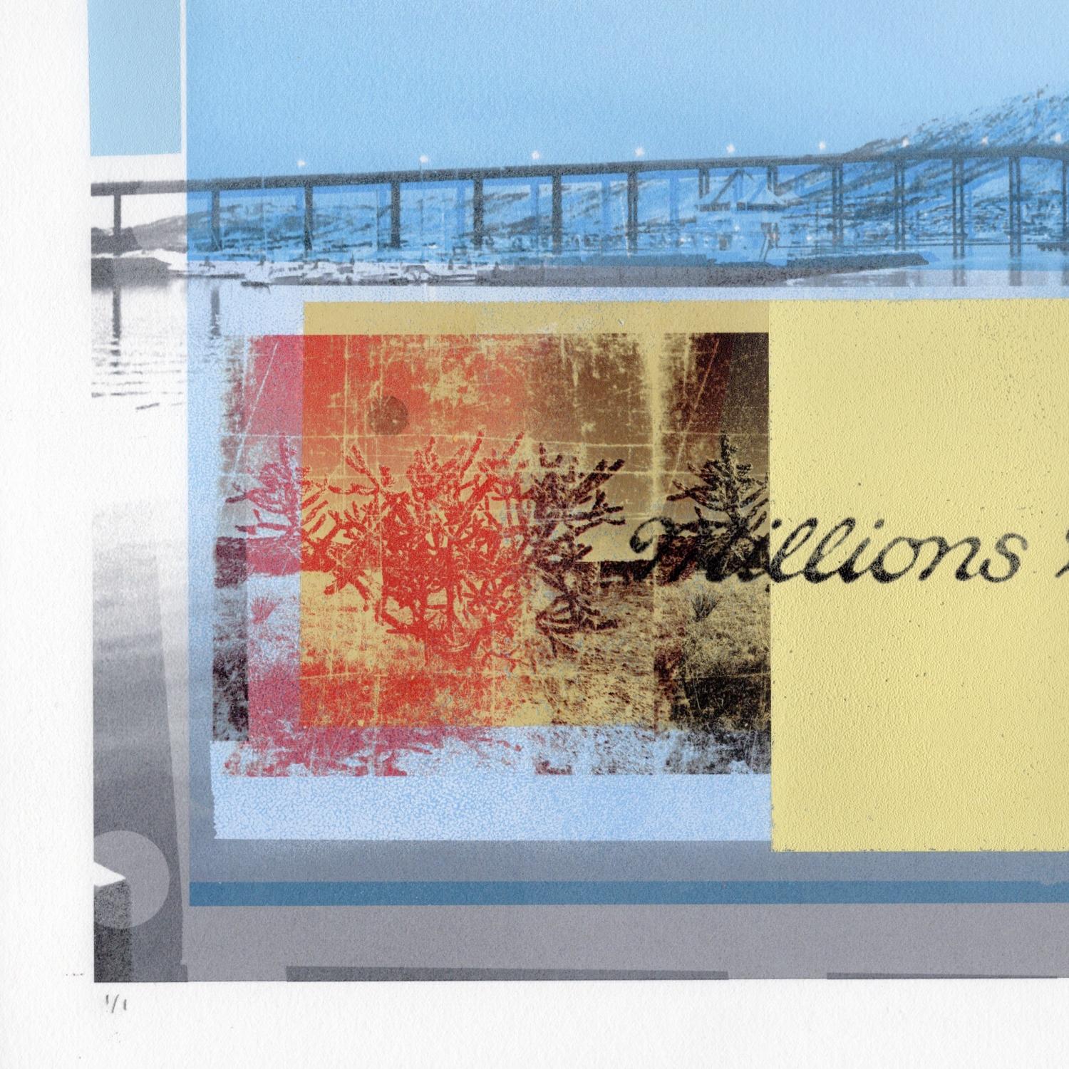 „Landlocked (Cactus, a million needles)“, Abstrakt, Landschaft, Mixed Media-Druck im Angebot 1