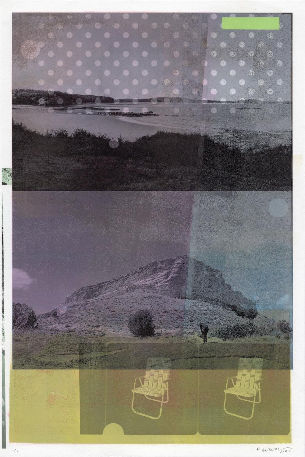 "Sin salida al mar (Recreo)", Impresión en técnica mixta de paisaje abstracto, 2025