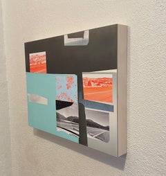 "La belleza en el camino", Paisaje abstracto, Azul, Rojo, Técnica mixta, 2021