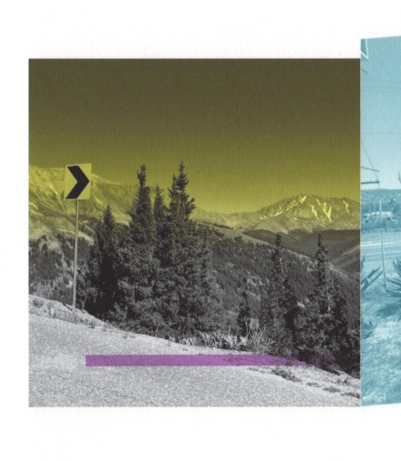 Patty deGrandpre’s “Are We There Yet? (a bit of Colorado & a lot of Texas)” is a 4.5 x 14.375 inch unique abstract inkjet print represented on 11 x 16.5 inch Awagami Bamboo Japanese paper embracing both the art of digital printmaking, minimalism,