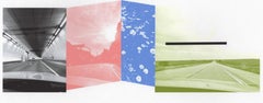 "Are We There Yet? (Colorado)", Abstract, Black and White, Blue, Pink, Print