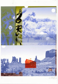 "Blue Utah / Orange House", abstract, photography, mixed media, landscape