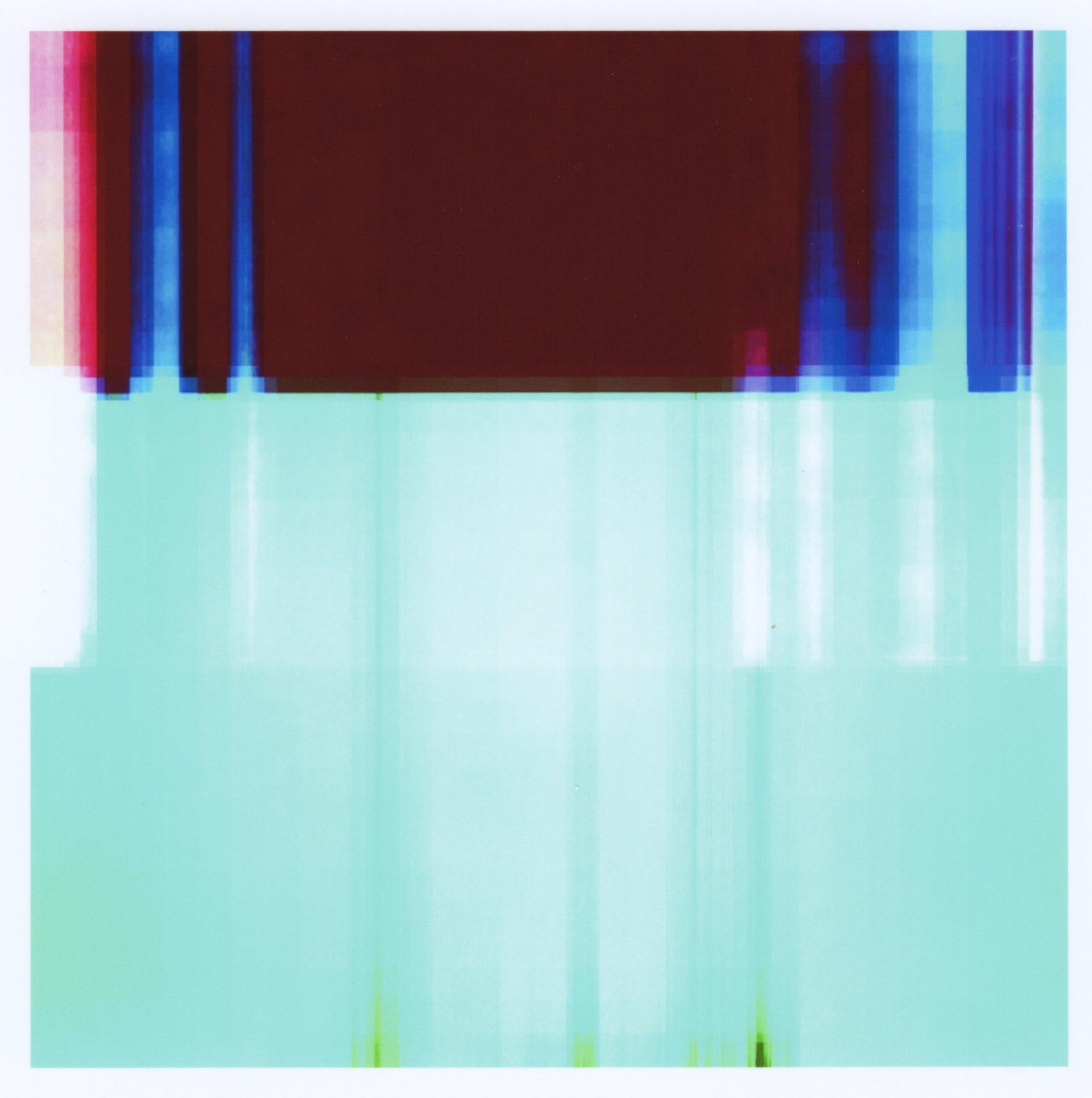 Patty deGrandpre Color Photograph - "Broken Television 300", abstract, graphic, blue, maroon, photo, digital print