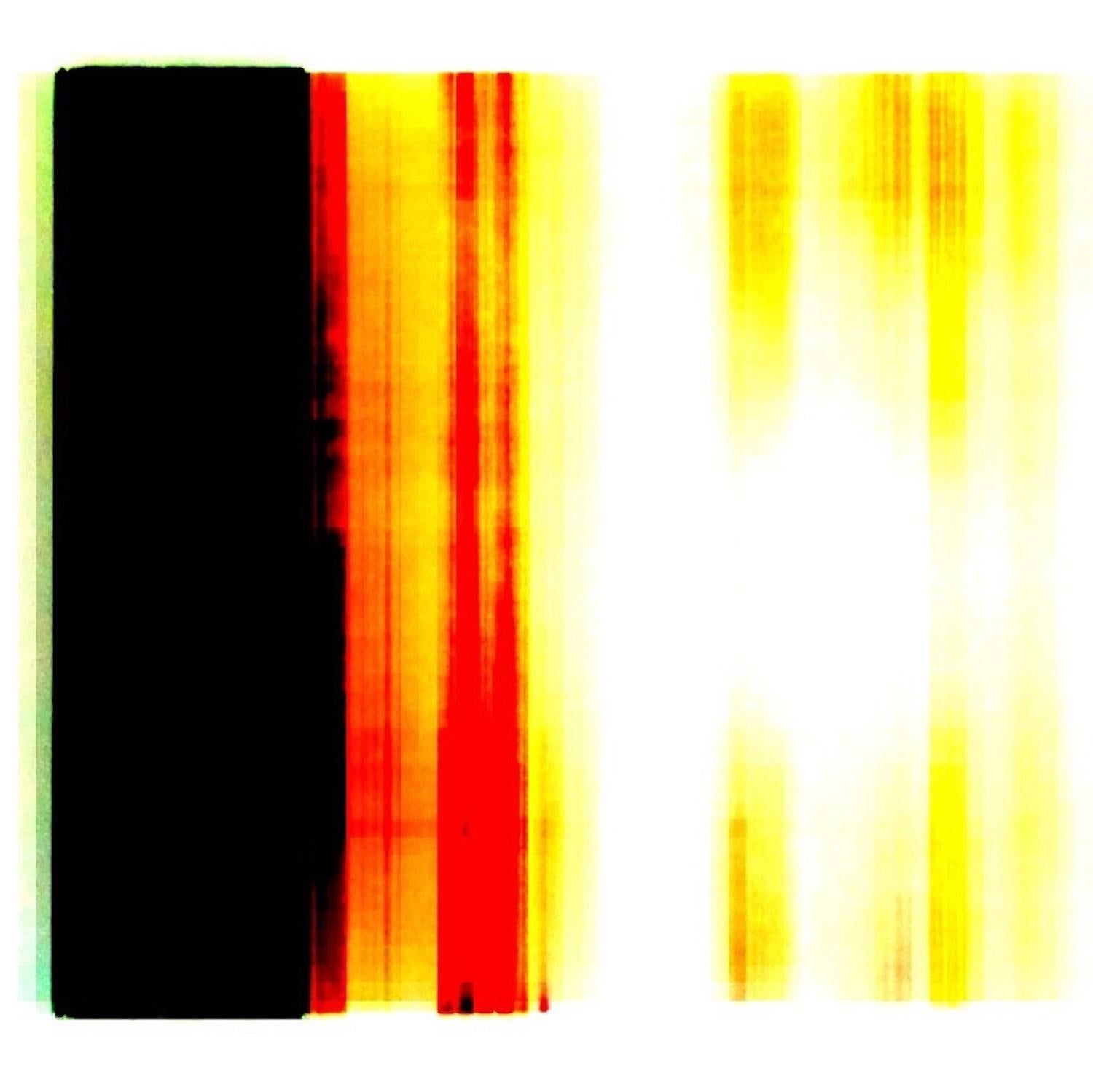 "Broken Television 301", abstract, black, red, yellow, photo, digital print - Print by Patty deGrandpre