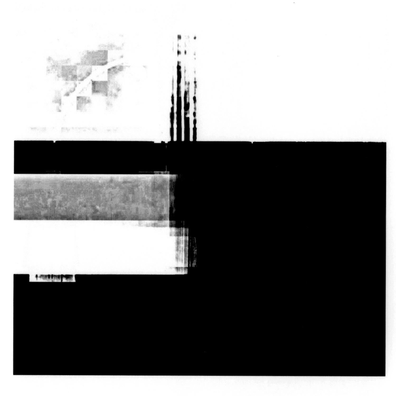 Patty deGrandpre Black and White Photograph - "Broken Television 306", abstract, grey, black, white, photo, digital print