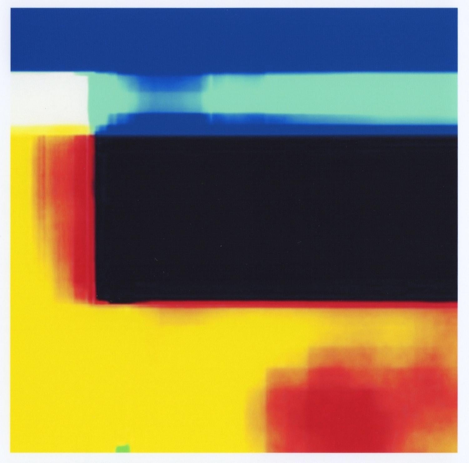 Patty deGrandpre Color Photograph - "Broken Television 311", abstract, black, blues, yellow, photo, digital print