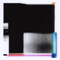 „Broken Television 316“, abstrakt, minimalistisch, rosa, schwarz, weiß, digitaler Druck