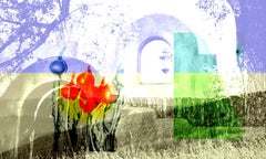 "Cena in chiesa 2", Paesaggio astratto, Architettura, Blu, Verde, Stampa, 2019