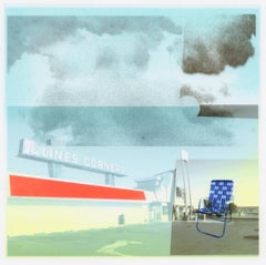 „Clines Corners“, abstrakt, Landschaft, Blau, Grau, Tinte, Fotografie, Mischtechnik