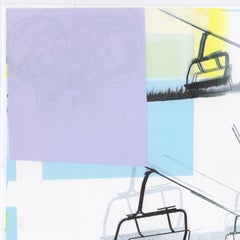 "Day Pass", Contemporary, Abstract, Mountain, Trees, Ski, Landscape, Monoprint