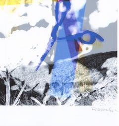 "Fresh Cut Flowers", Contemporary Landscape, Scissors, Blue, Black, White, Print