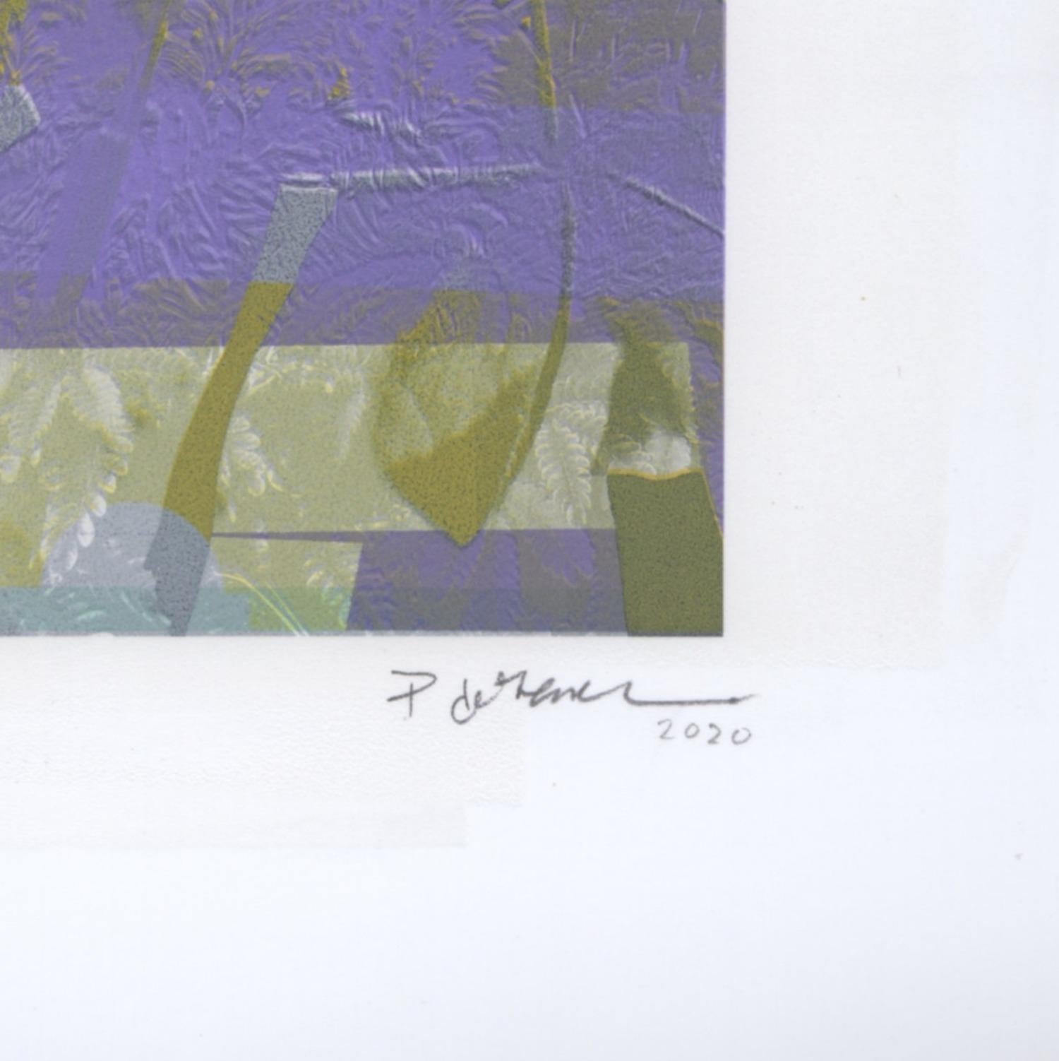 „Kauai, Tranquility“, abstrakt, Landschaft, lavendel, grün, türkis, Druck – Print von Patty deGrandpre