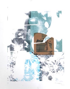 "Deja las flores en la puerta de atrás", Paisaje abstracto, Impresión en técnica mixta