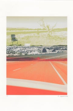 "Red Road Black Chair", Landscape, Southwest, Photography, Monoprint, 2022