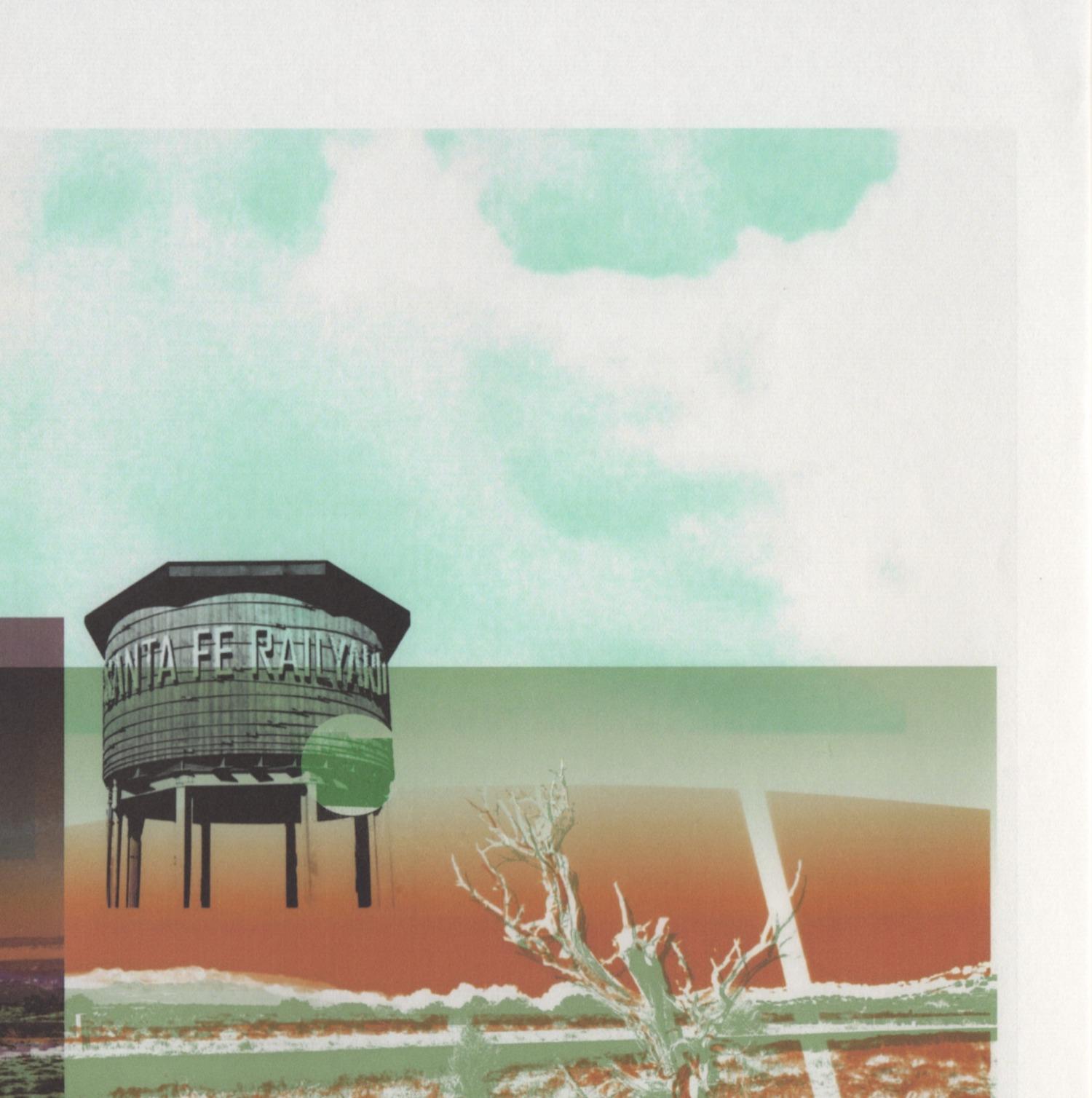 Patty deGrandpre’s “Santa Fe, Color and Reflection” is a 9.25 x 15.25 inch unique abstract print represented on 12 x 16.5 inch Awagami Kozo thin white paper embracing both digital printmaking and creative photography. Two distinct New Mexico