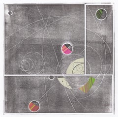 "Satélite", Contemporáneo, Abstracto, Círculos, Negro, Blanco, Monocopia, 2018