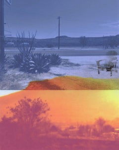 "Scorched" (con silla Adirondack), "Paisaje, Desierto, Azul, Naranja, Monocopia