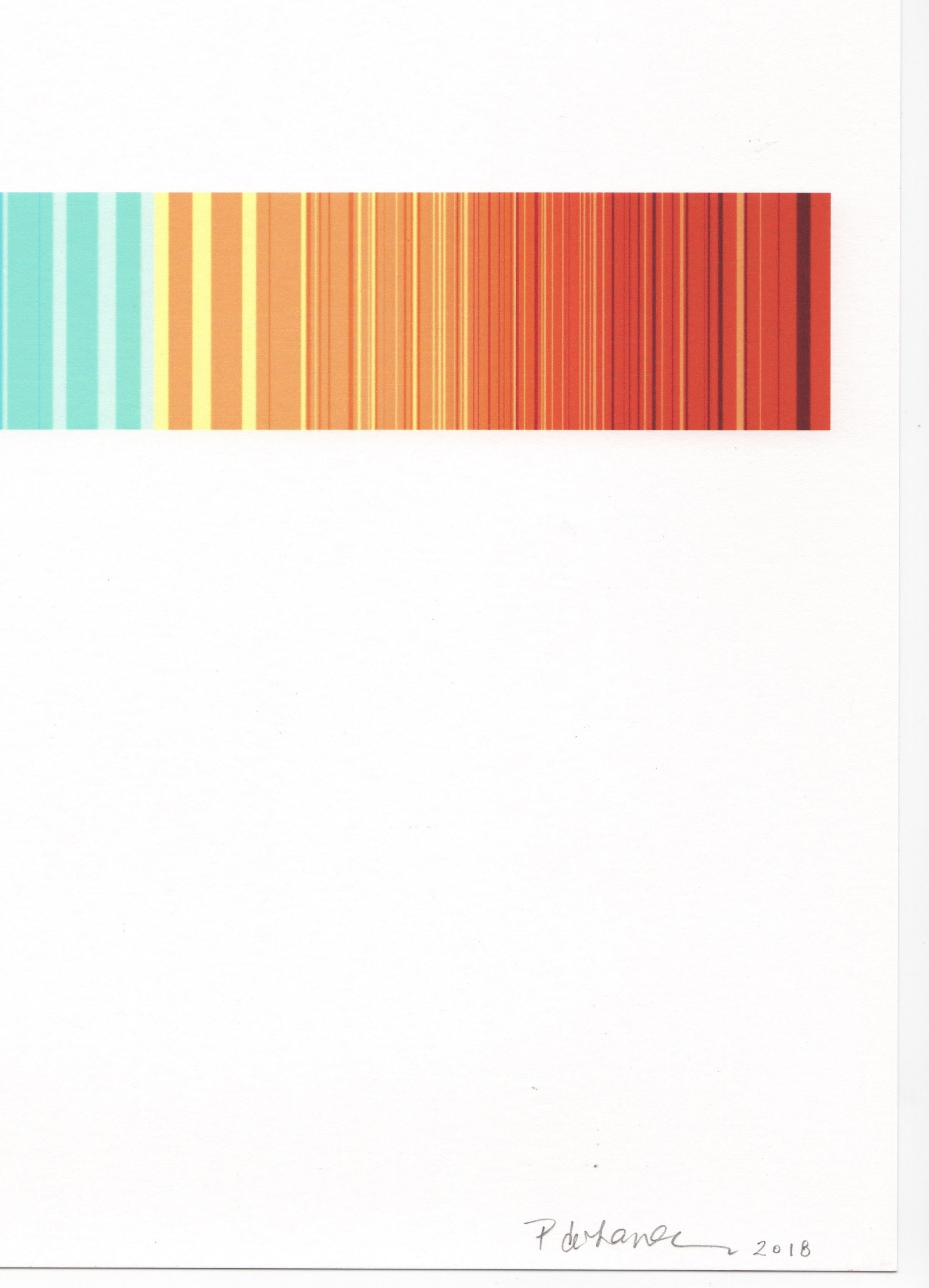 « Complements 1 », abstrait, polychrome, rayures, bleu, orange, imprimé, 2018 en vente 2