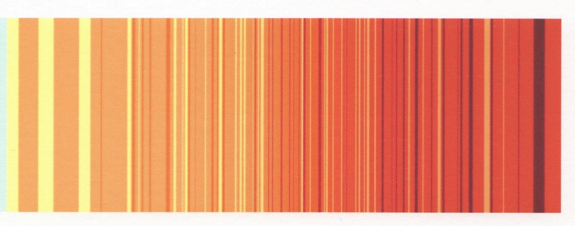« Complements 1 », abstrait, polychrome, rayures, bleu, orange, imprimé, 2018 en vente 3