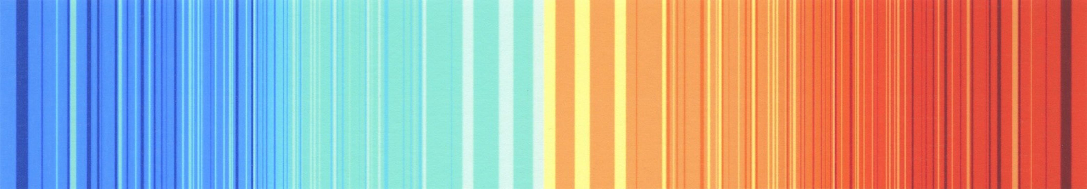 "The Complements 1", abstract, polychromatic, stripes, blue, orange, print - Print by Patty deGrandpre