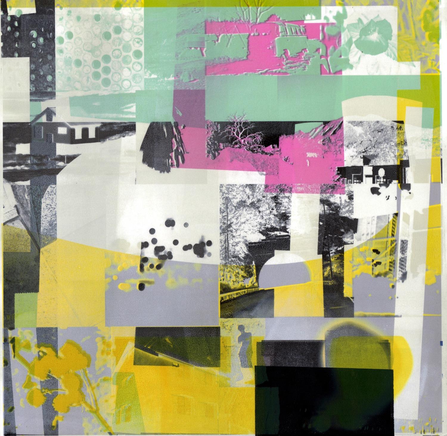 "This is Not a Dress Rehearsal", abstract, black, yellow, print, mixed media - Print by Patty deGrandpre