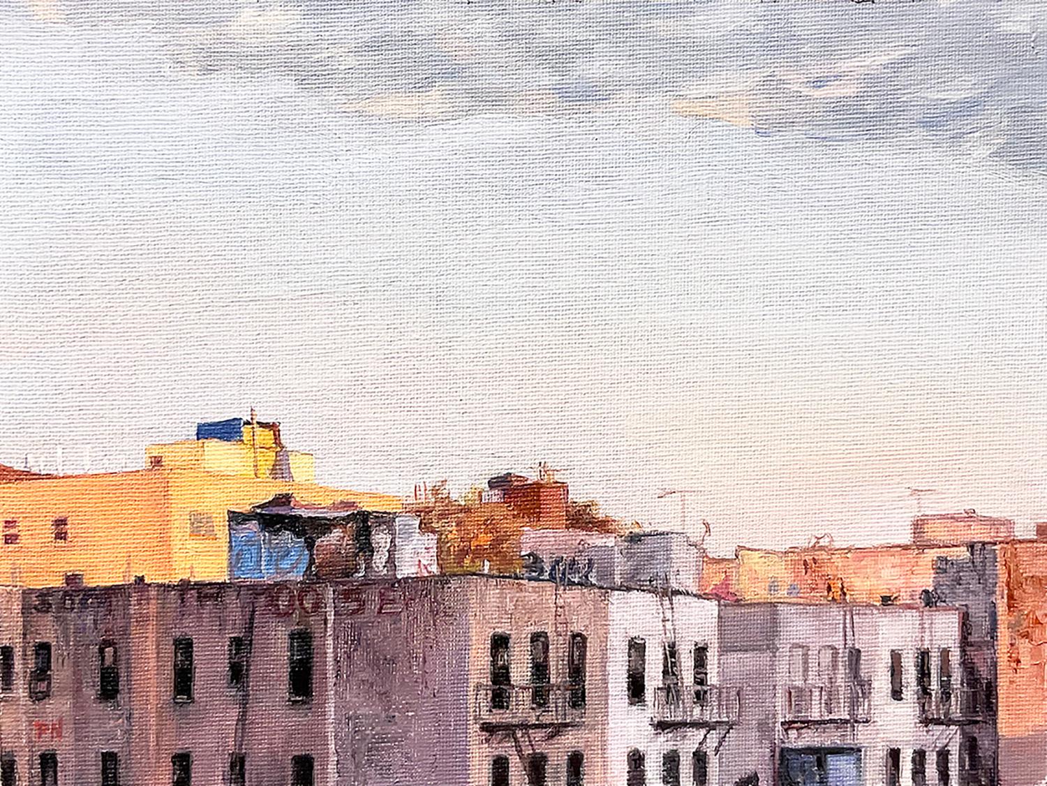 Brooklyn View (Miniature Cityscape Painting, Oil on Panel)