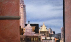 View from the Train: Cityscape Oil Painting, View of Brooklyn