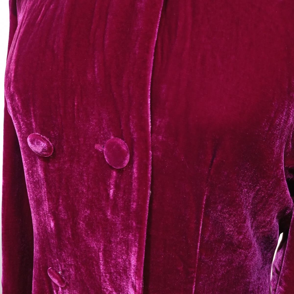 Patty Shelabarger Cyclamen Velvet Overcoat M In Good Condition In Gazzaniga (BG), IT